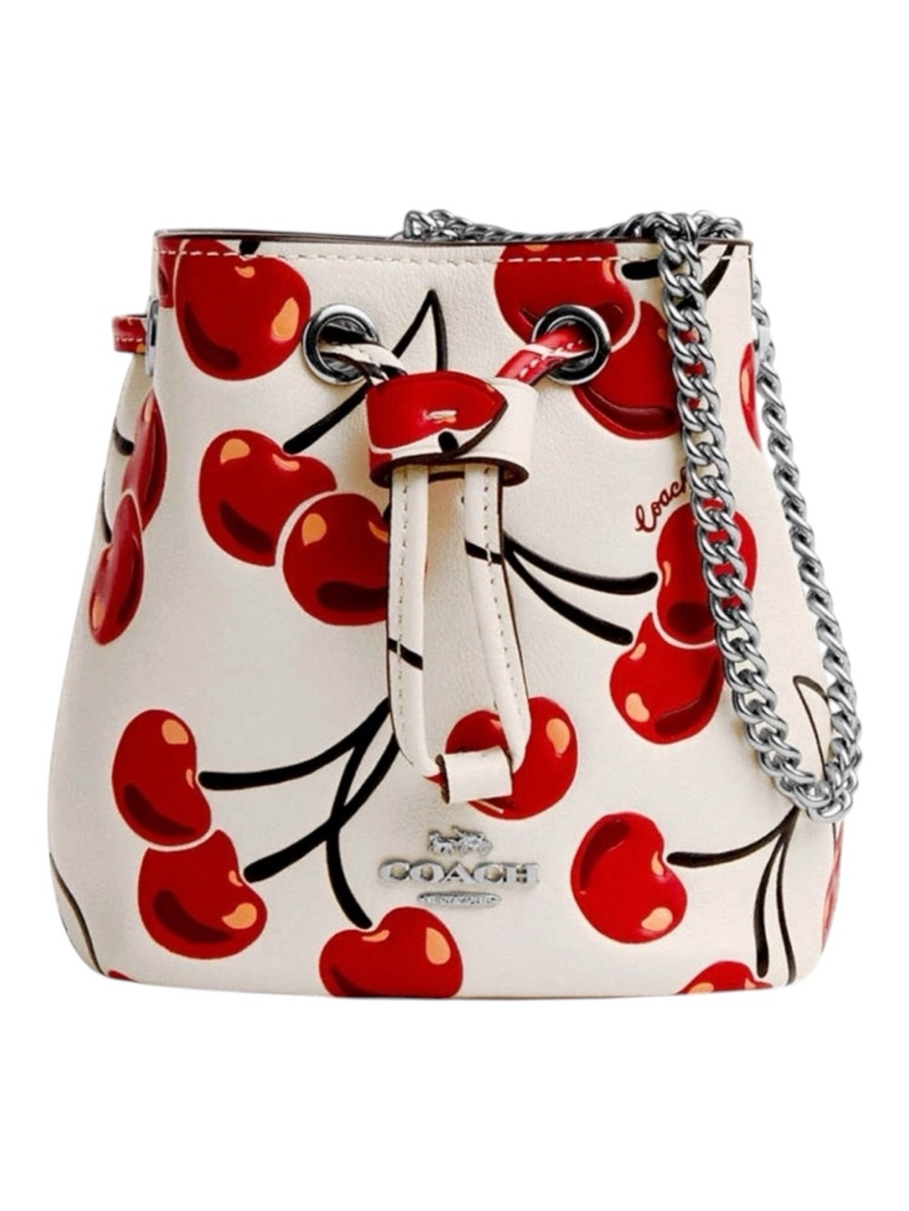 COACH Drawstring Wristlet with Cherry Print